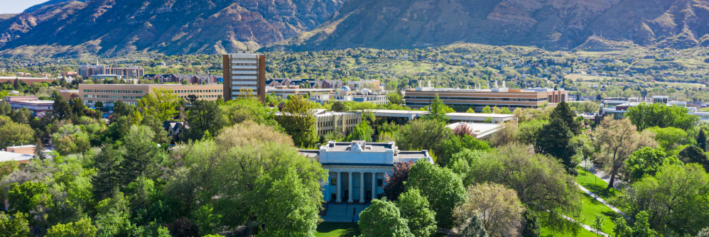 ariel photo of BYU's campus with the mountain in the background